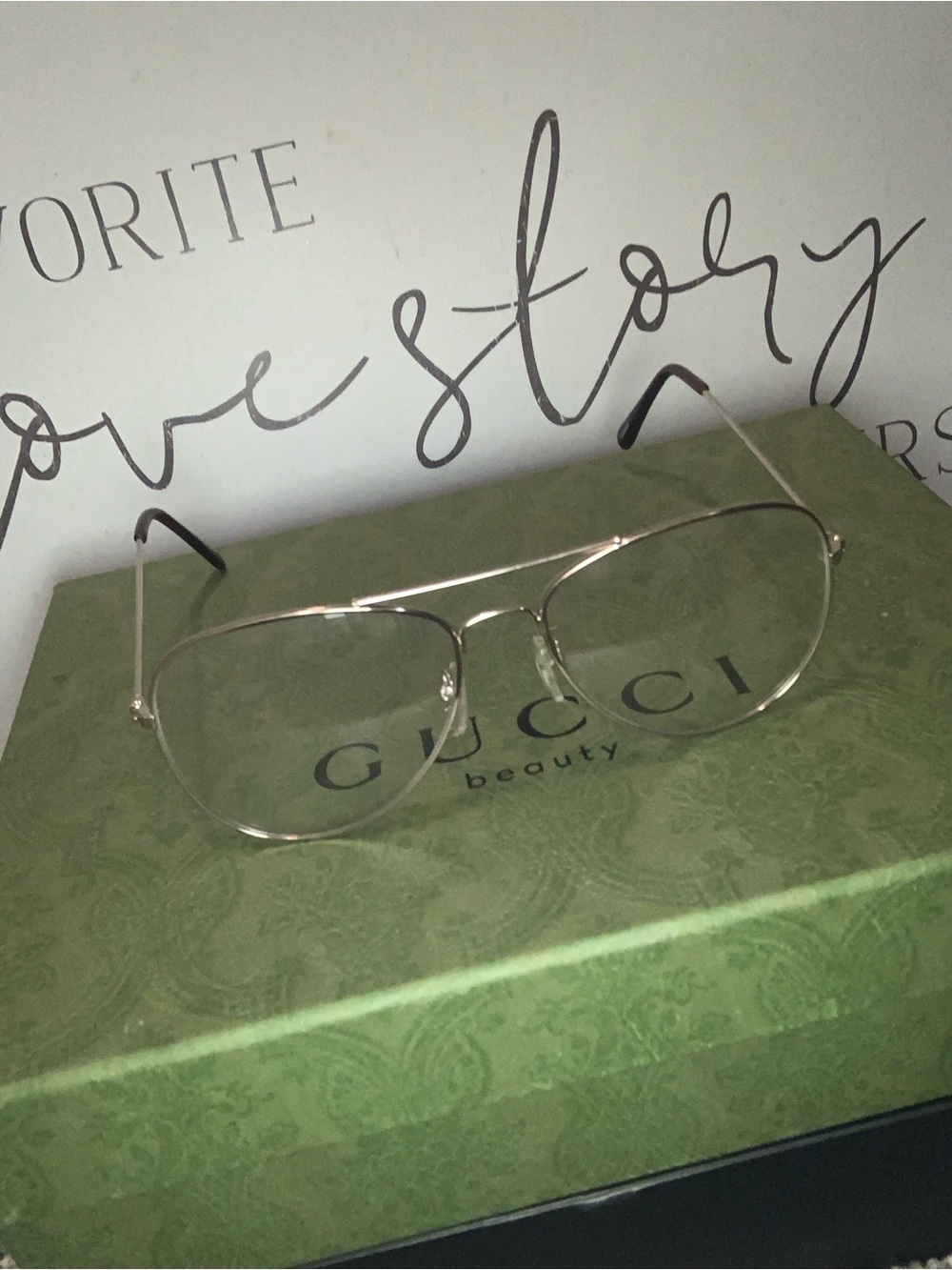 Gold Toned Aviator Glasses Frame
